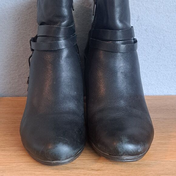 Pikolinos Verona Women 38 7.5 Black Leather Mid-Calf Zip Boots Ankle Heels - Picture 2 of 11